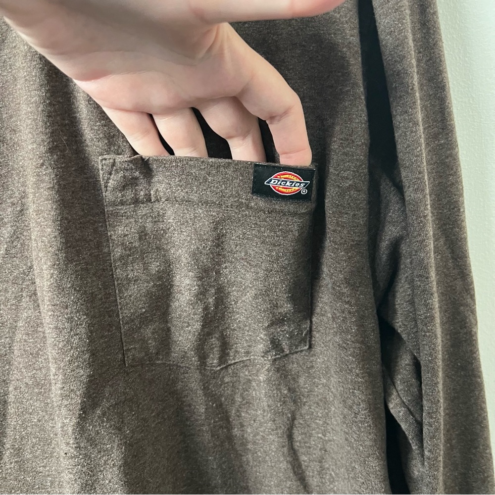 Dickies- Men’s Long Sleeve Shirt- Brown- Large - Picture 5 of 8